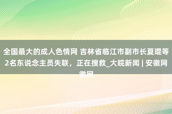 全国最大的成人色情网 吉林省临江市副市长夏琨等2名东说念主员失联，正在搜救_大皖新闻 | 安徽网