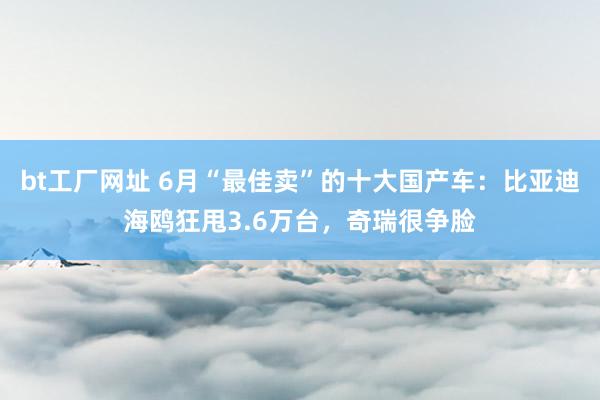 bt工厂网址 6月“最佳卖”的十大国产车：比亚迪海鸥狂甩3.6万台，奇瑞很争脸