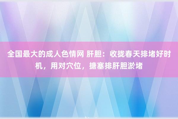 全国最大的成人色情网 肝胆：收拢春天排堵好时机，用对穴位，搪塞排肝胆淤堵