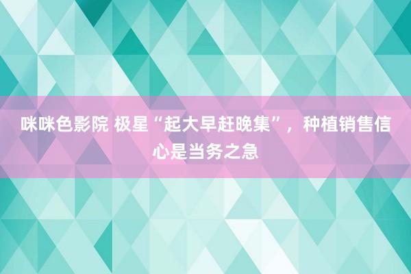 咪咪色影院 极星“起大早赶晚集”，种植销售信心是当务之急