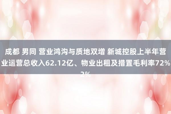 成都 男同 营业鸿沟与质地双增 新城控股上半年营业运营总收入62.12亿、物业出租及措置毛利率72%