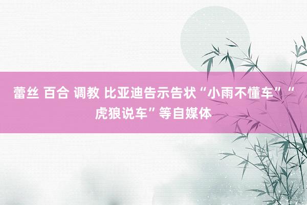 蕾丝 百合 调教 比亚迪告示告状“小雨不懂车”“虎狼说车”等自媒体