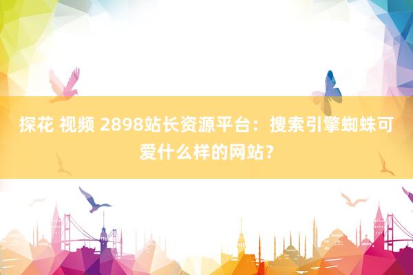 探花 视频 2898站长资源平台：搜索引擎蜘蛛可爱什么样的网站？